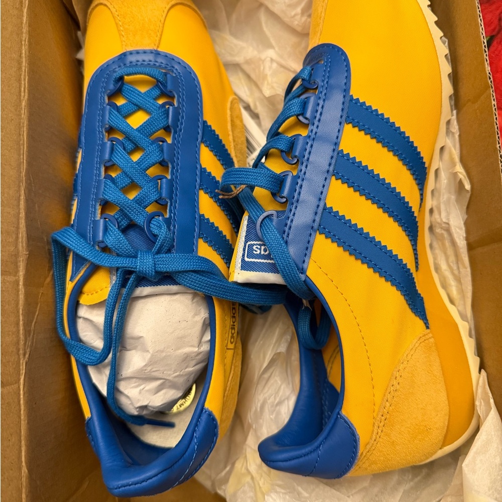 New in box unisex Adidas SL 72 Blue & Yellow Sneakers | 7.5W/6.5M